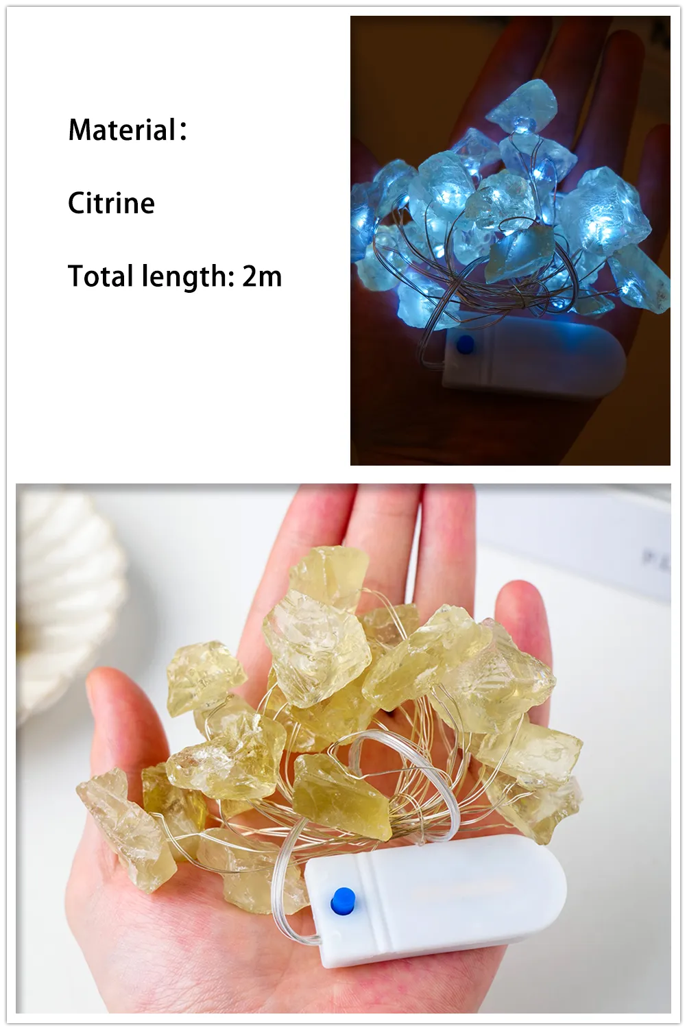 2M Natural Quartz Crystal Energy String Lights