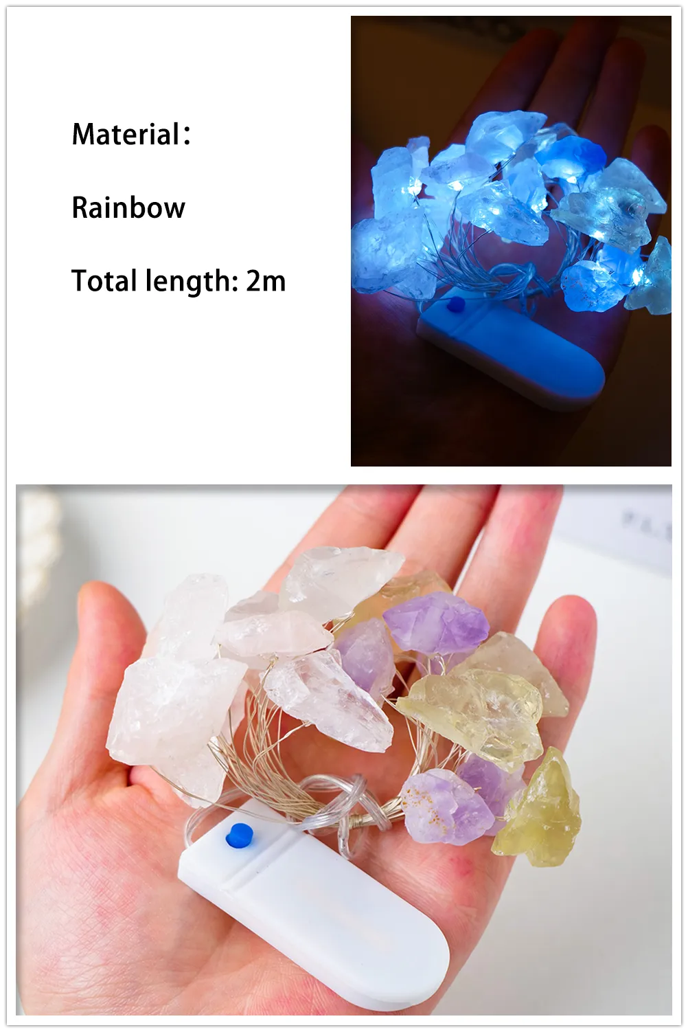 2M Natural Quartz Crystal Energy String Lights