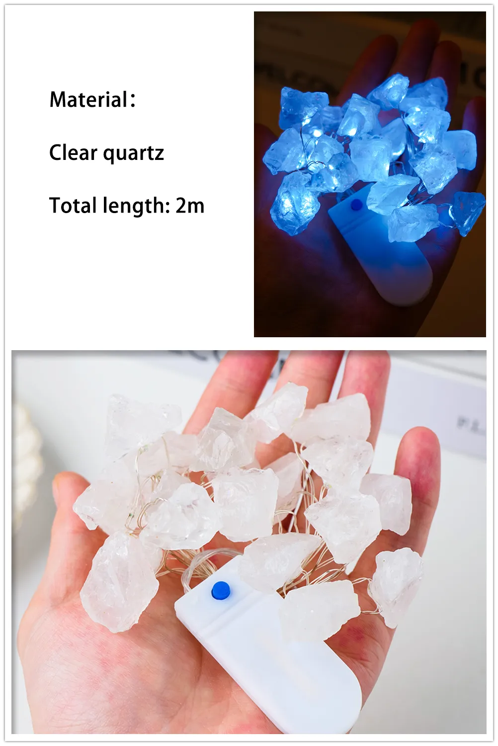 2M Natural Quartz Crystal Energy String Lights