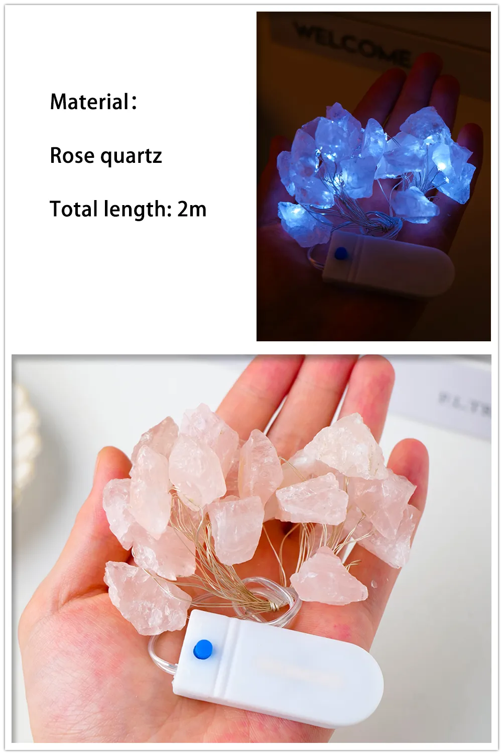 2M Natural Quartz Crystal Energy String Lights