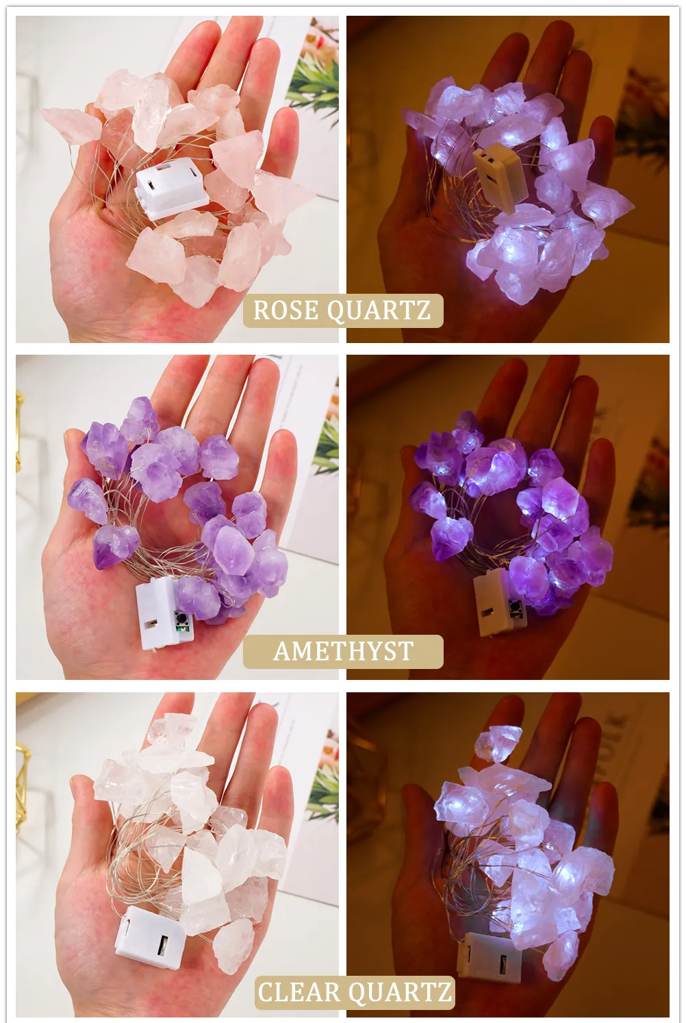 2M Natural Quartz Crystal Energy String Lights
