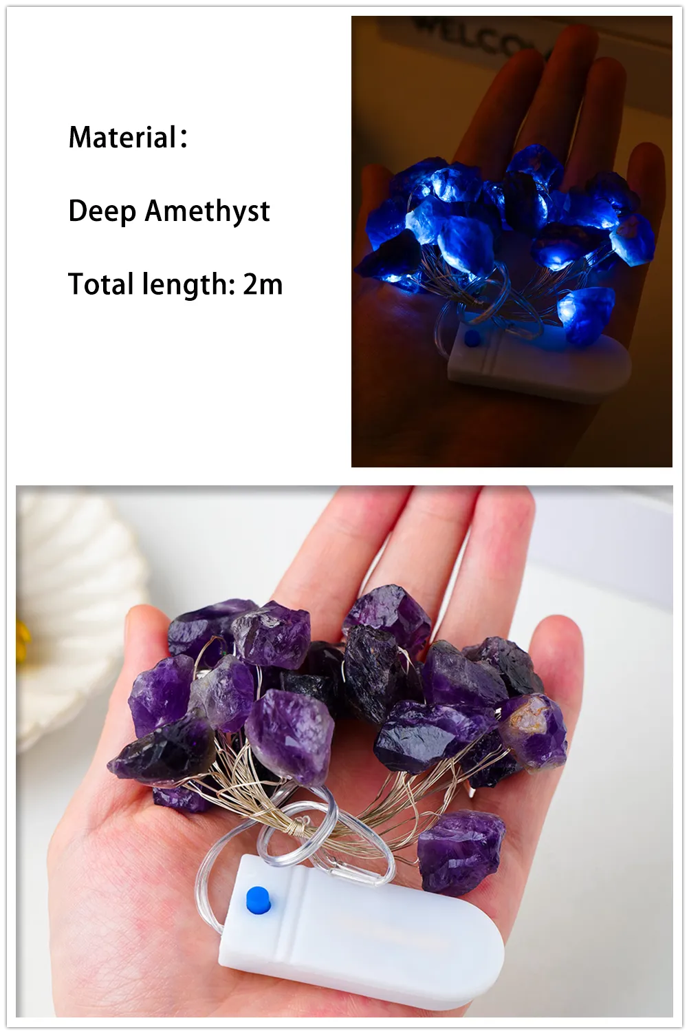 2M Natural Quartz Crystal Energy String Lights