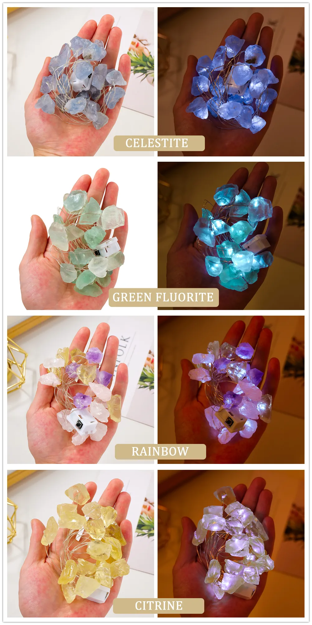 2M Natural Quartz Crystal Energy String Lights