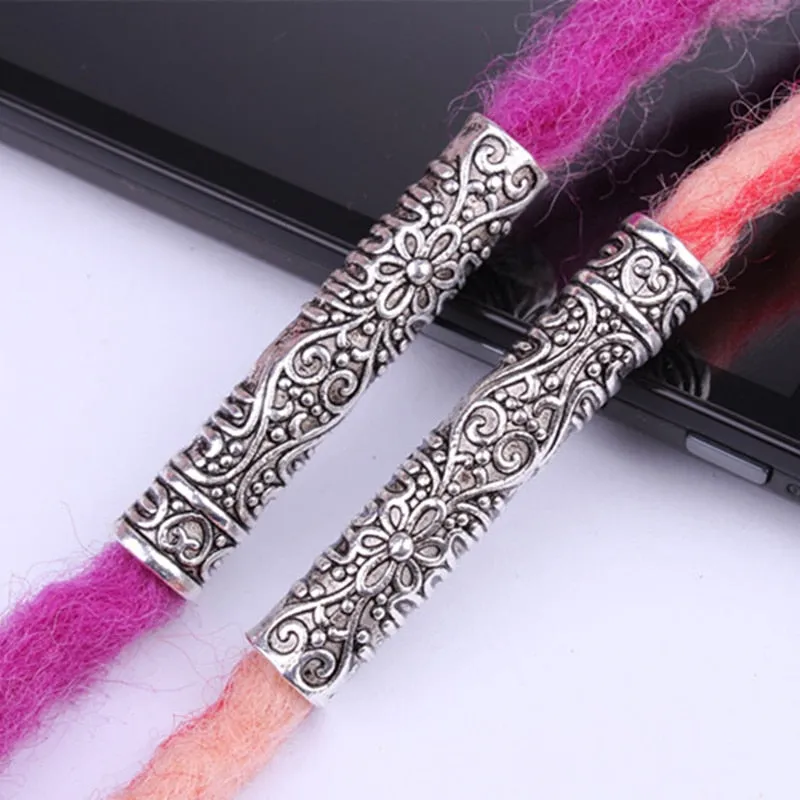 2Pcs Dreadlock Cuffs Braid Beads Beard Tubes