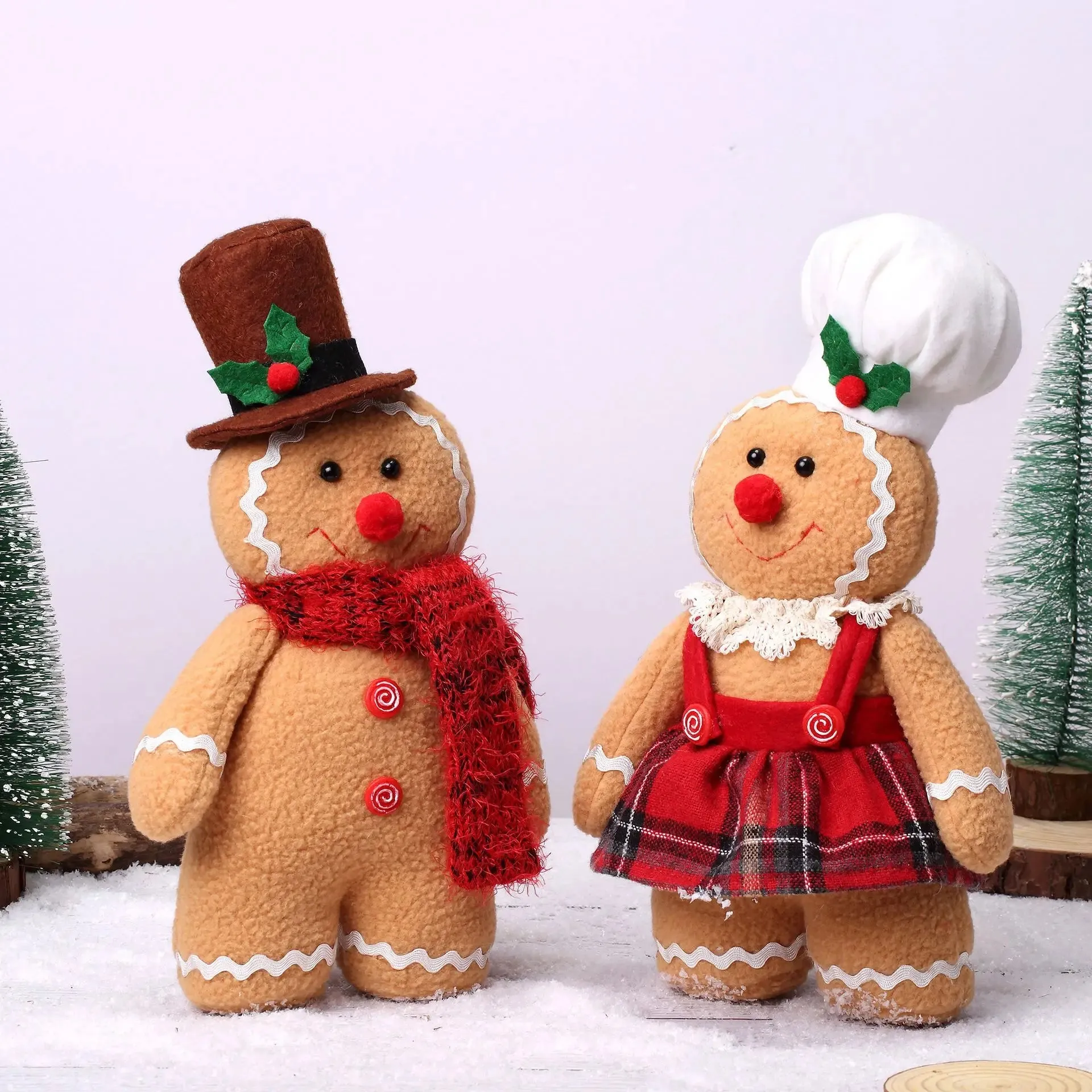 30cm Gingerbread Man and Woman Dolls Christmas Plushies