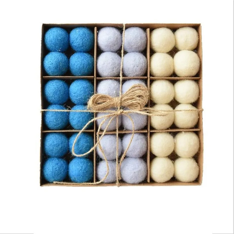 36pc/box Wool Felt Balls Xmas Tree Ornaments