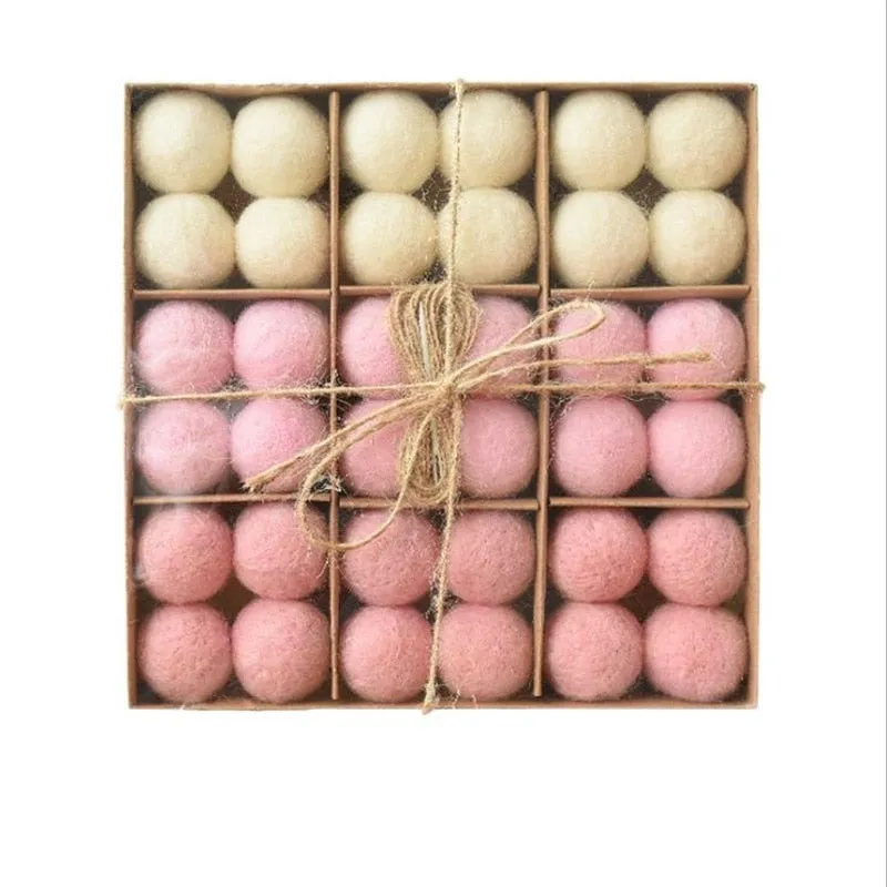 36pc/box Wool Felt Balls Xmas Tree Ornaments