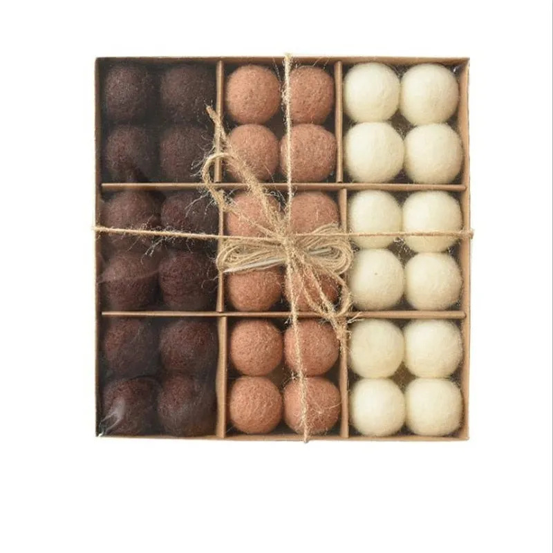 36pc/box Wool Felt Balls Xmas Tree Ornaments