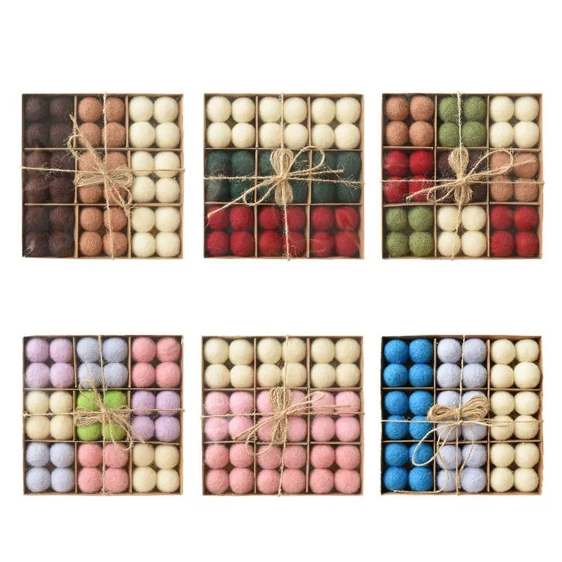 36pc/box Wool Felt Balls Xmas Tree Ornaments