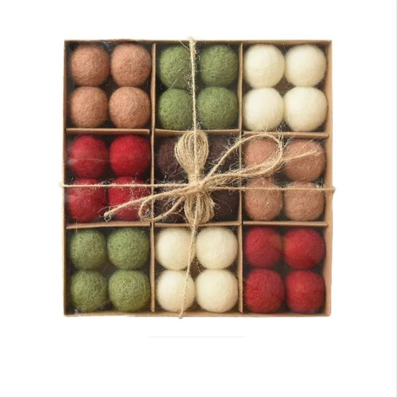 36pc/box Wool Felt Balls Xmas Tree Ornaments