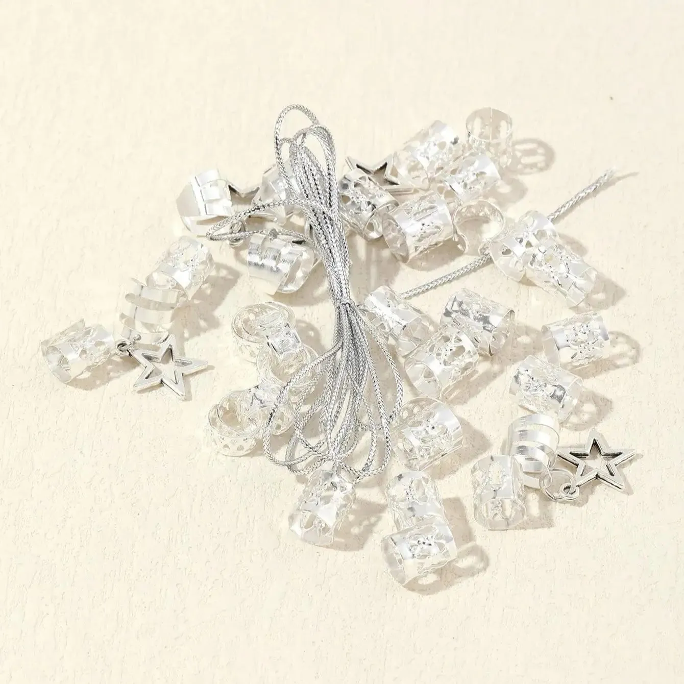 36pcs Mixed Sets Hair Ring Clips Dread Locks Hair Braiding Metal Cuffs