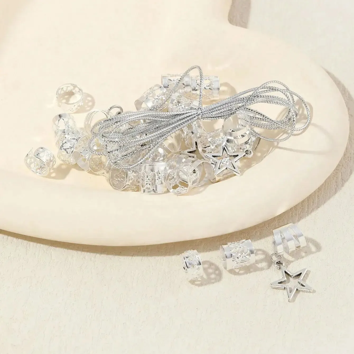 36pcs Mixed Sets Hair Ring Clips Dread Locks Hair Braiding Metal Cuffs
