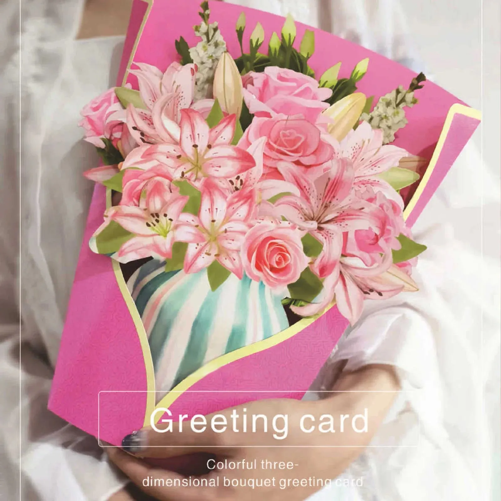 3D Flower Bouquet Greeting Card A4 Size