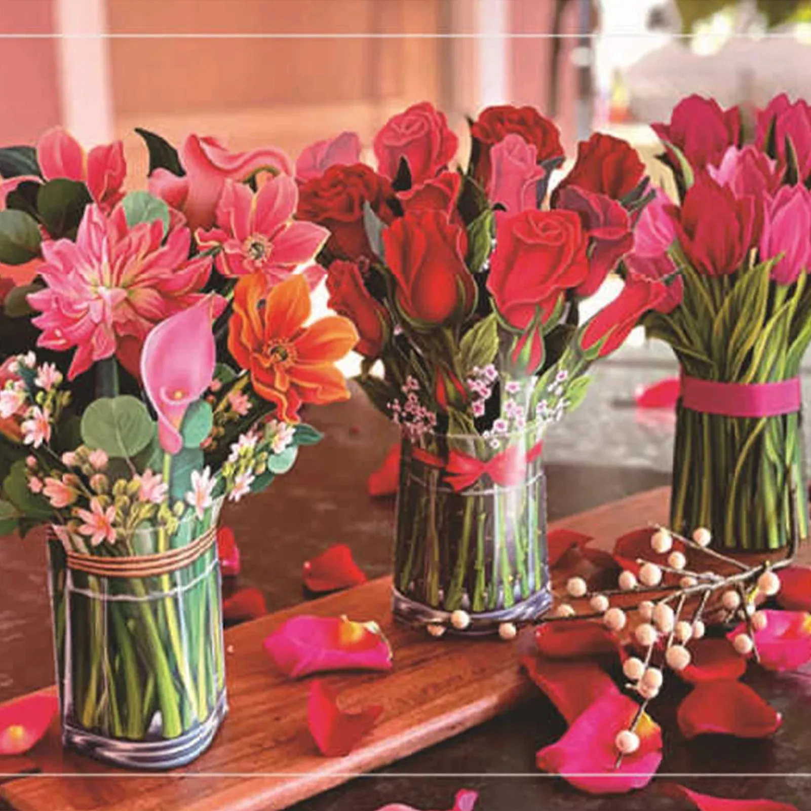 3D Flower Bouquet Greeting Card A4 Size