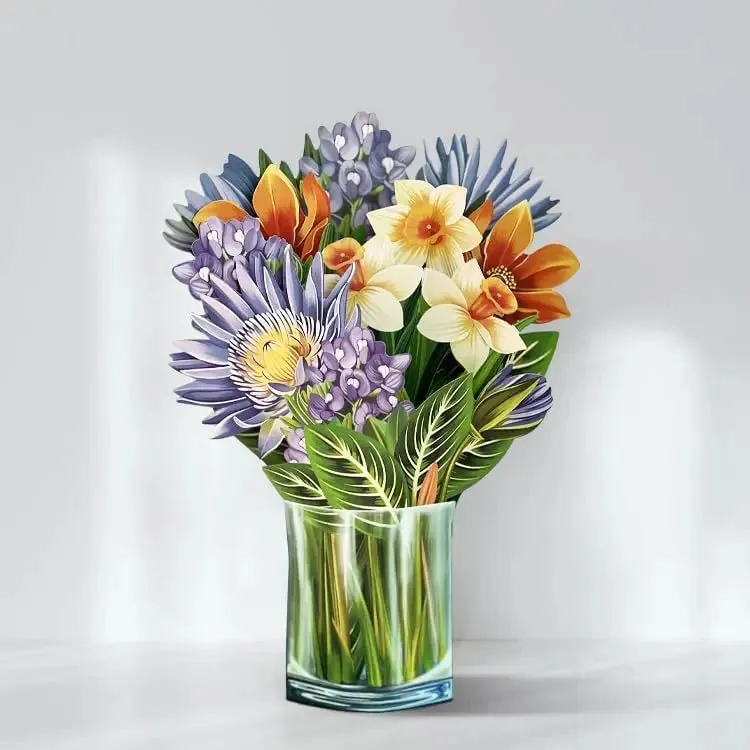 3D Flower Bouquet Greeting Card A4 Size