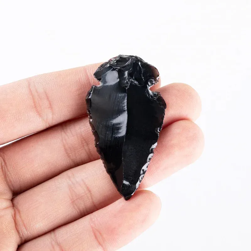 3PCS Natural Obsidian Crystal Black Spear Head Healing Energy Stone DIY Jewellery Making Home Decor