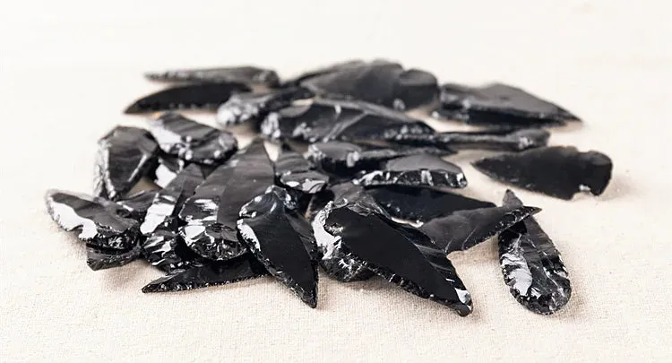 3PCS Natural Obsidian Crystal Black Spear Head Healing Energy Stone DIY Jewellery Making Home Decor