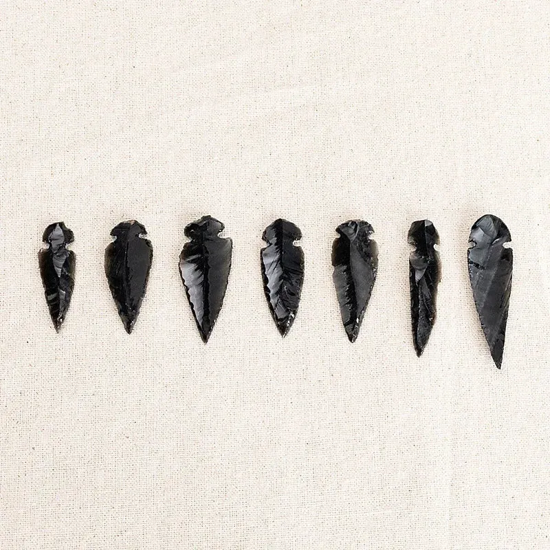 3PCS Natural Obsidian Crystal Black Spear Head Healing Energy Stone DIY Jewellery Making Home Decor