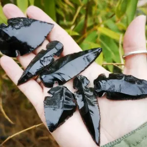 3PCS Natural Obsidian Crystal Black Spear Head Healing Energy Stone DIY Jewellery Making Home Decor