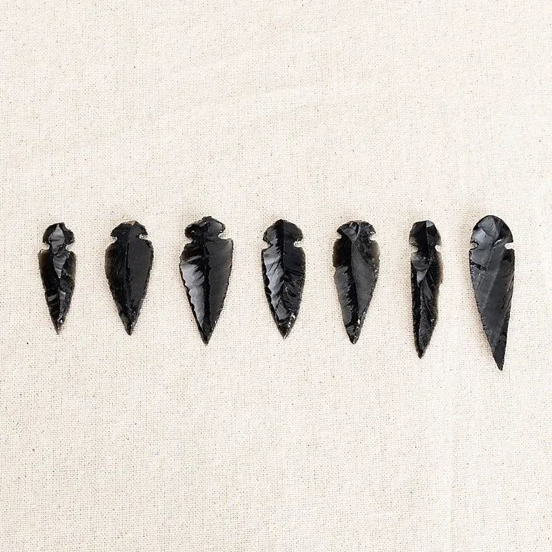 3PCS Natural Obsidian Crystal Black Spear Head Healing Energy Stone DIY Jewellery Making Home Decor