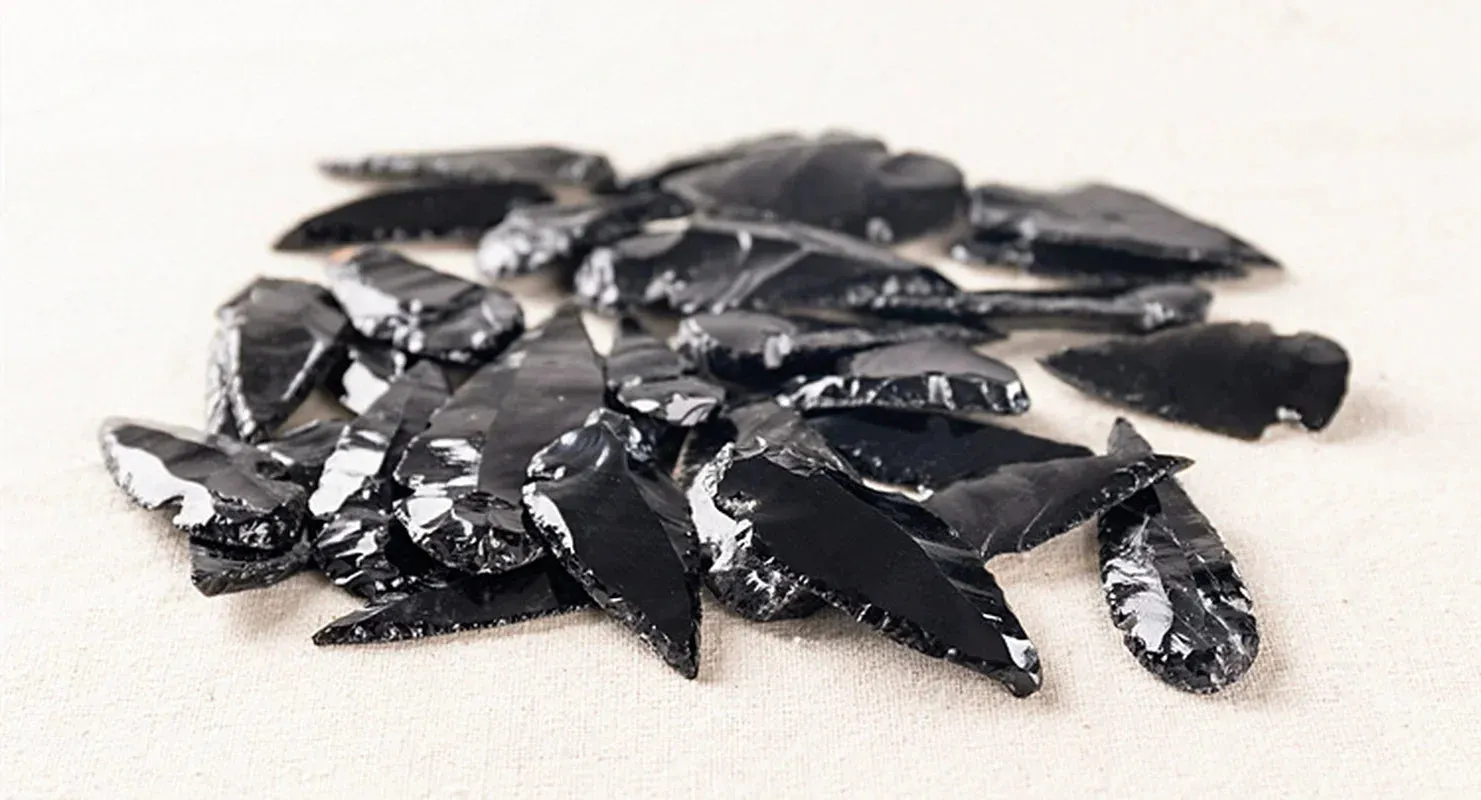 3PCS Natural Obsidian Crystal Black Spear Head Healing Energy Stone DIY Jewellery Making Home Decor