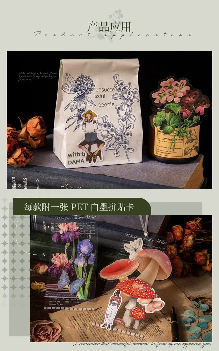40Pcs Eucalyptus Mushroom Flower Waterproof Stickers