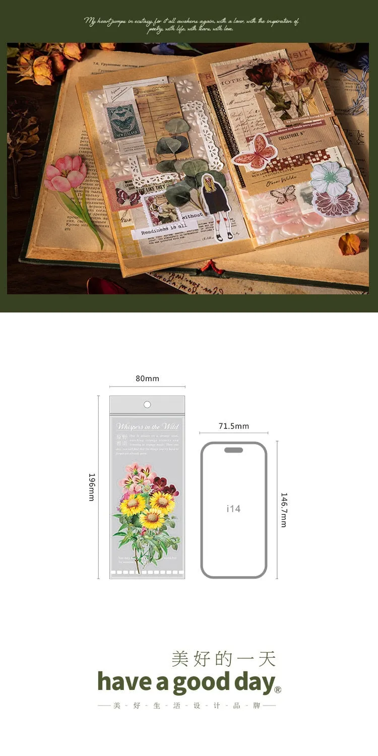 40Pcs Eucalyptus Mushroom Flower Waterproof Stickers
