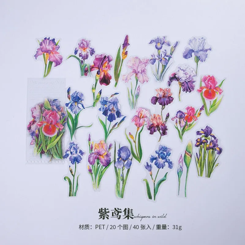 40Pcs Eucalyptus Mushroom Flower Waterproof Stickers