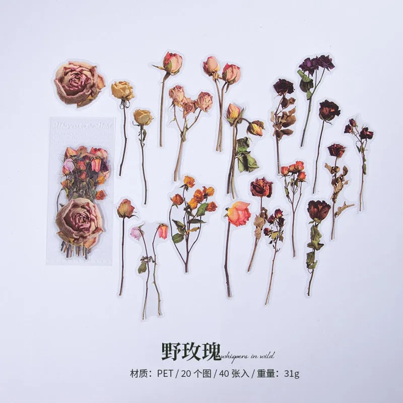 40Pcs Eucalyptus Mushroom Flower Waterproof Stickers