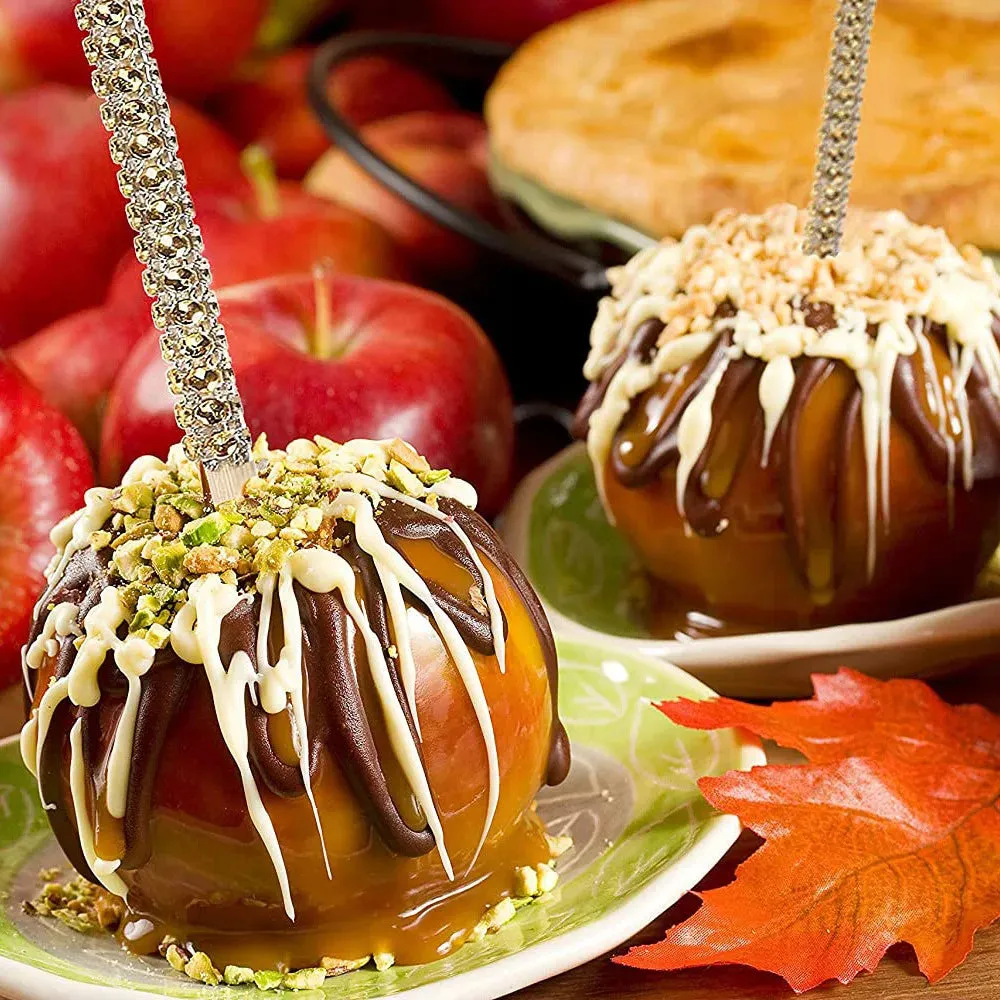 4/8/12Pcs Bedazzled Toffee Apple Bamboo Cake Sticks DIY Treat Making