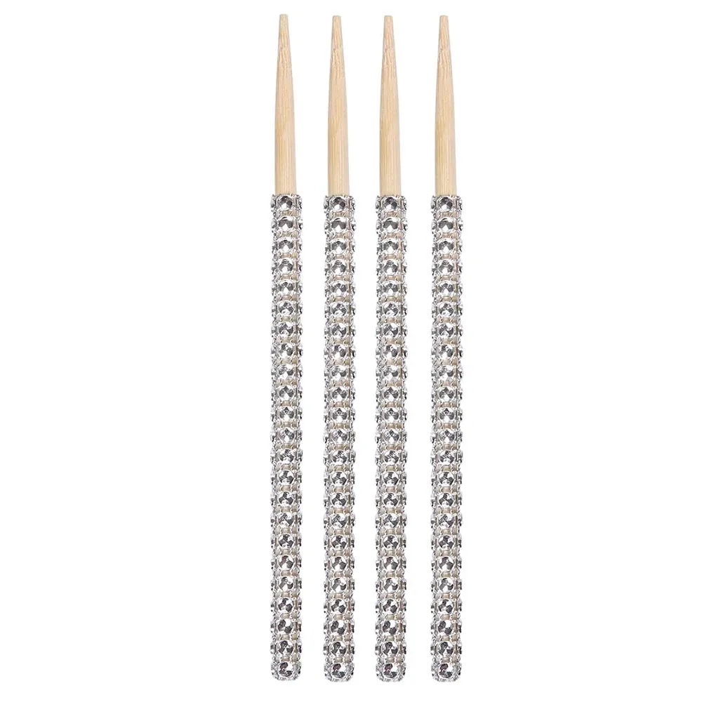 4/8/12Pcs Bedazzled Toffee Apple Bamboo Cake Sticks DIY Treat Making