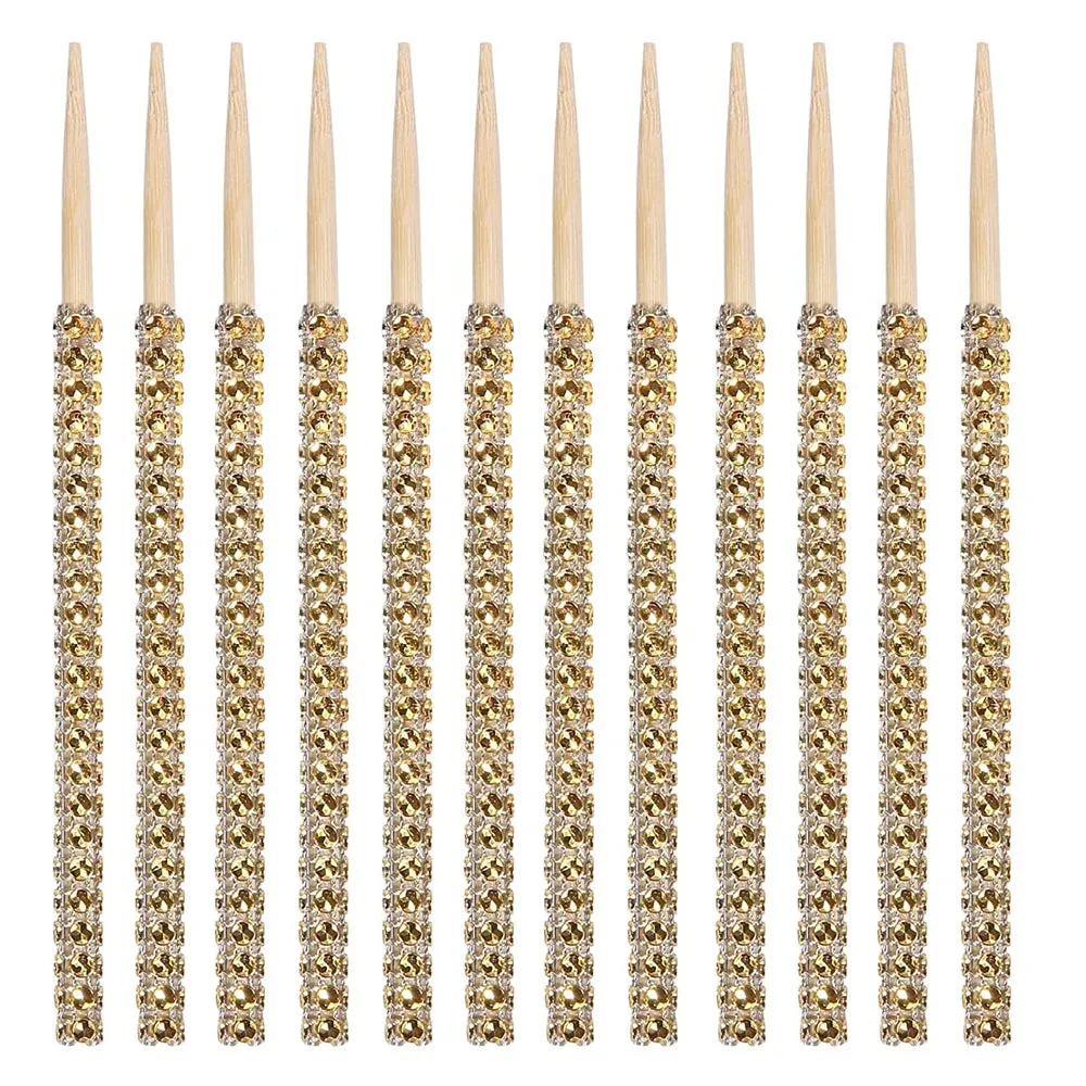 4/8/12Pcs Bedazzled Toffee Apple Bamboo Cake Sticks DIY Treat Making