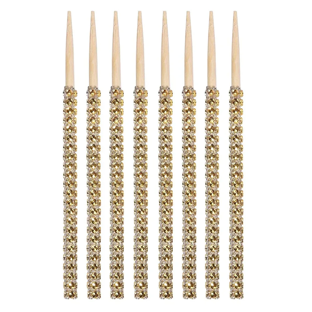 4/8/12Pcs Bedazzled Toffee Apple Bamboo Cake Sticks DIY Treat Making