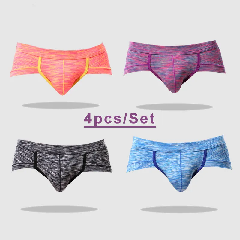4Pcs Cotton Striped U-convex Pouch Briefs