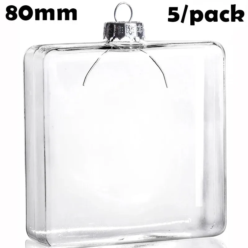 5 Pieces x DIY Paintable Fillable Shatterproof Christmas Decoration Ornaments 65mm Square Cube