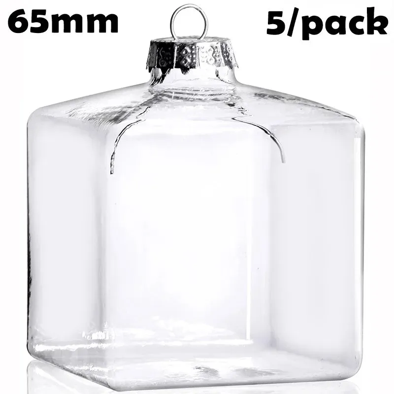 5 Pieces x DIY Paintable Fillable Shatterproof Christmas Decoration Ornaments 65mm Square Cube
