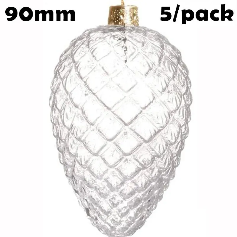 5 Pieces x DIY Paintable Home Wedding Christmas Decoration Ornament 90*60mm Glass Pine Cone Nut
