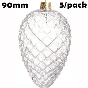5 Pieces x DIY Paintable Home Wedding Christmas Decoration Ornament 90*60mm Glass Pine Cone Nut