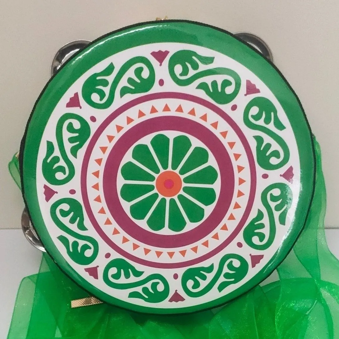 6 Inch Tambourine with Ribbons Dance Performance Musical Instruments