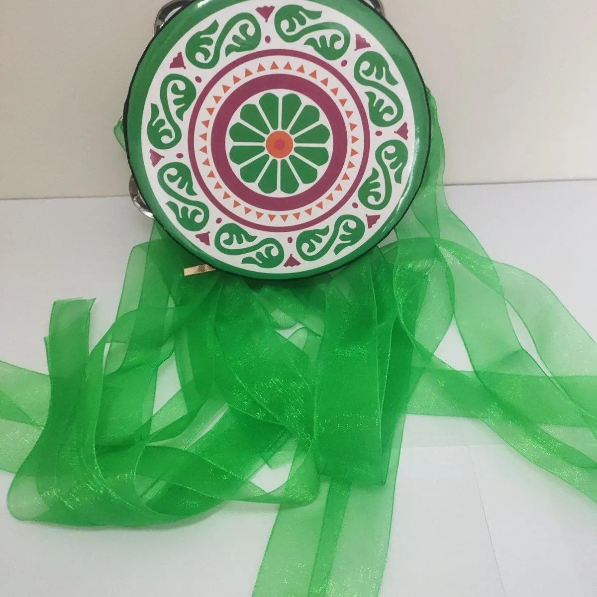 6 Inch Tambourine with Ribbons Dance Performance Musical Instruments
