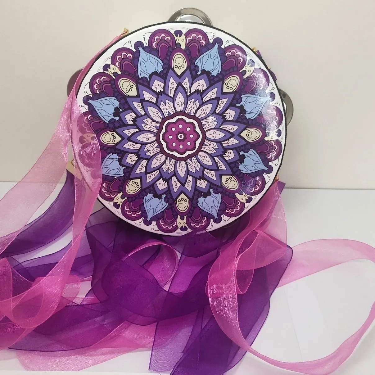 6 Inch Tambourine with Ribbons Dance Performance Musical Instruments