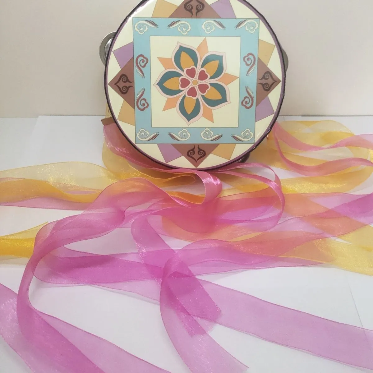 6 Inch Tambourine with Ribbons Dance Performance Musical Instruments