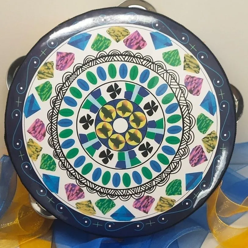 6 Inch Tambourine with Ribbons Dance Performance Musical Instruments