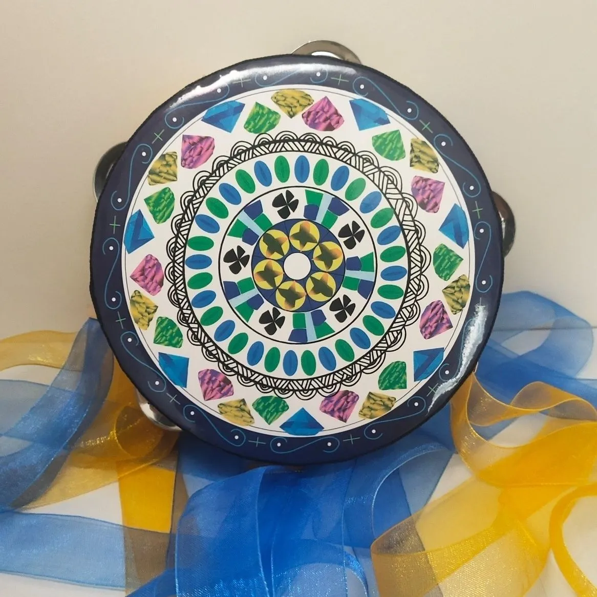 6 Inch Tambourine with Ribbons Dance Performance Musical Instruments