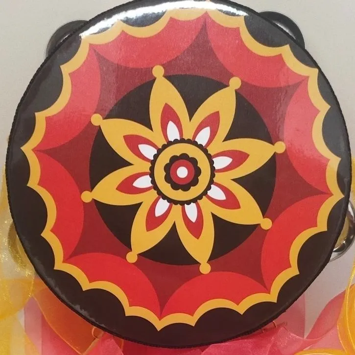6 Inch Tambourine with Ribbons Dance Performance Musical Instruments