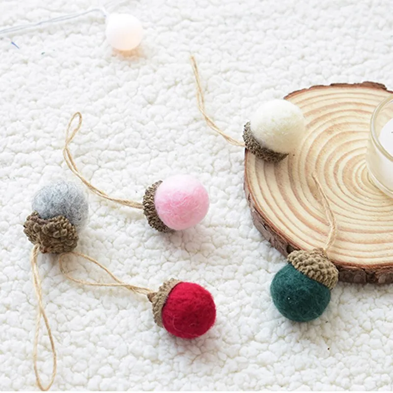 6pcs Acorn Xmas Tree Ornament Wool Felt Pine Cone