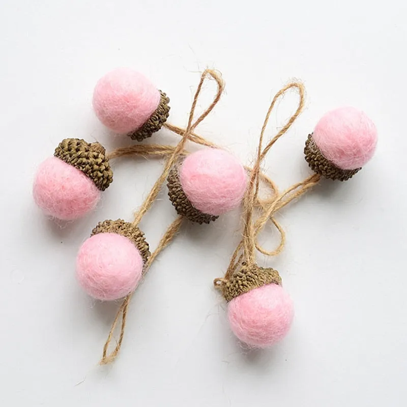 6pcs Acorn Xmas Tree Ornament Wool Felt Pine Cone