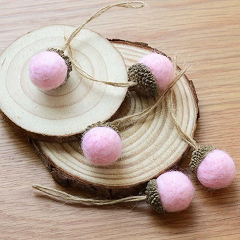 6pcs Acorn Xmas Tree Ornament Wool Felt Pine Cone
