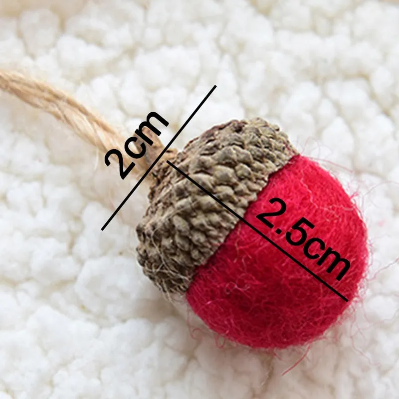 6pcs Acorn Xmas Tree Ornament Wool Felt Pine Cone
