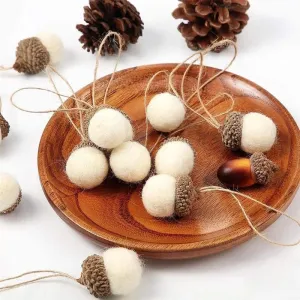 6pcs Acorn Xmas Tree Ornament Wool Felt Pine Cone